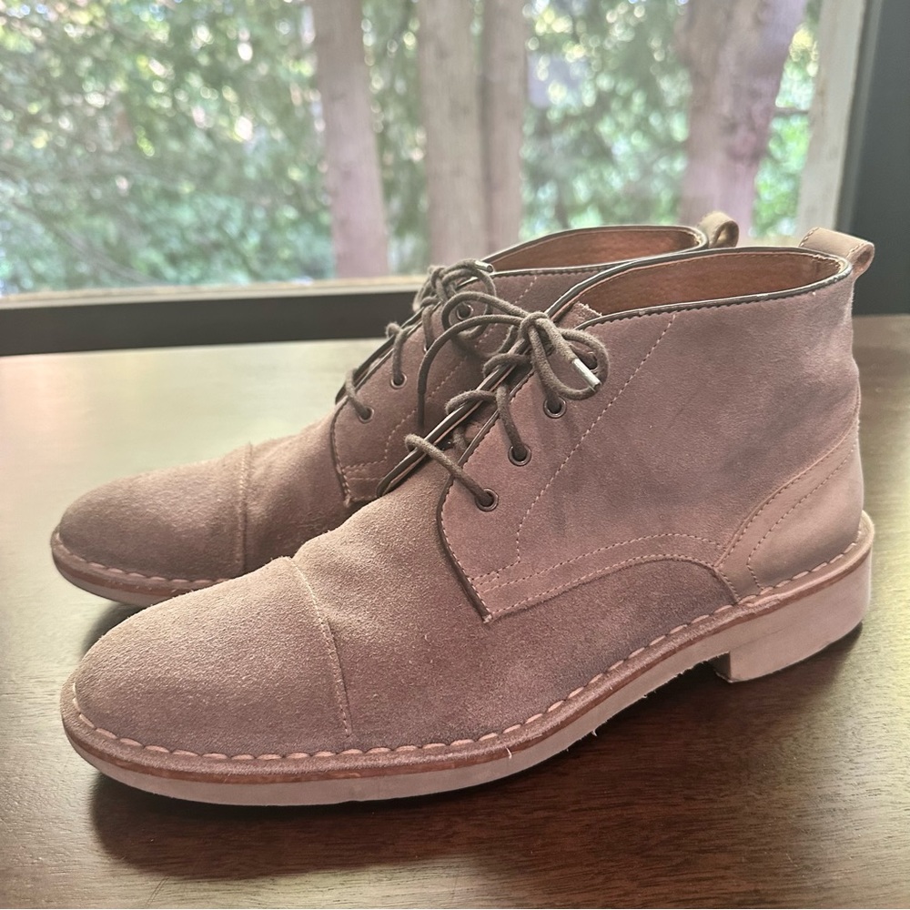 John Varvatos grey suede and leather 8 hole chukka boots 9.5